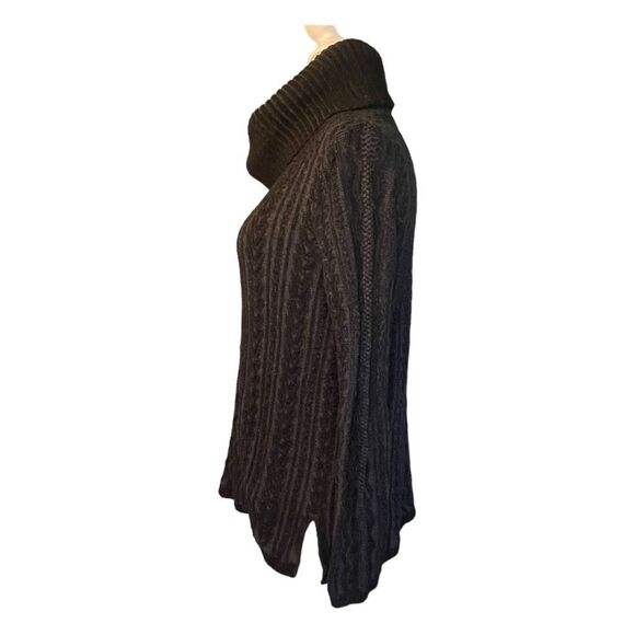 Eight Eight Eight Cowl Neck Cable Knit Sweater Black Chunky Long Sleeve M - Picture 3 of 7
